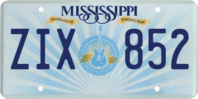 MS license plate ZIX852