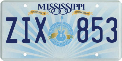 MS license plate ZIX853