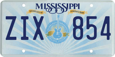 MS license plate ZIX854