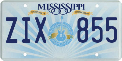 MS license plate ZIX855