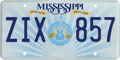 MS license plate ZIX857