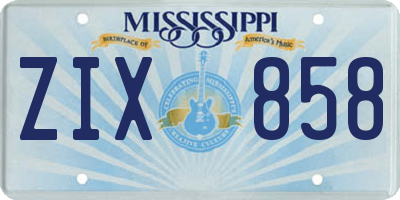 MS license plate ZIX858
