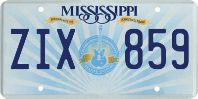 MS license plate ZIX859