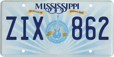 MS license plate ZIX862