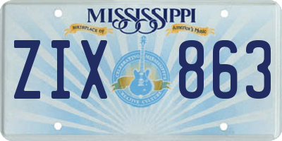 MS license plate ZIX863