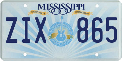MS license plate ZIX865