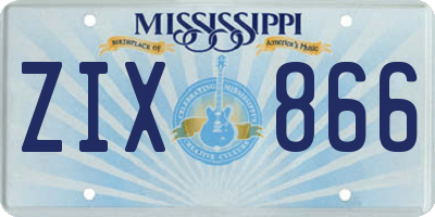 MS license plate ZIX866
