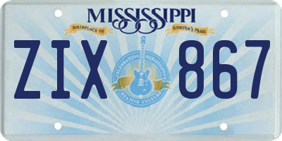 MS license plate ZIX867
