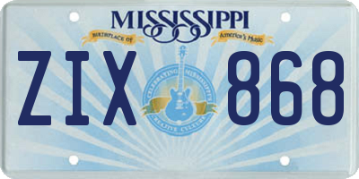 MS license plate ZIX868