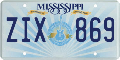 MS license plate ZIX869