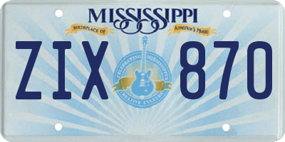 MS license plate ZIX870