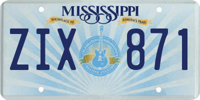 MS license plate ZIX871