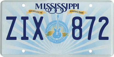 MS license plate ZIX872