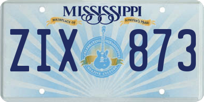 MS license plate ZIX873