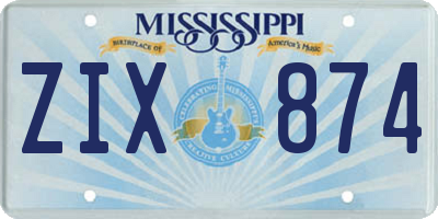 MS license plate ZIX874
