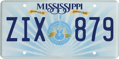 MS license plate ZIX879