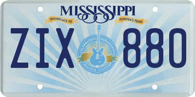MS license plate ZIX880