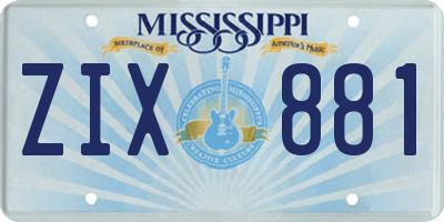 MS license plate ZIX881