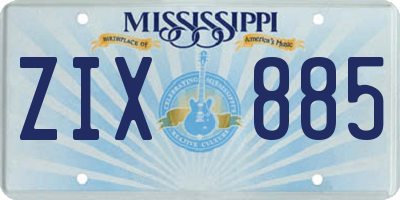 MS license plate ZIX885