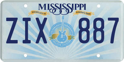 MS license plate ZIX887