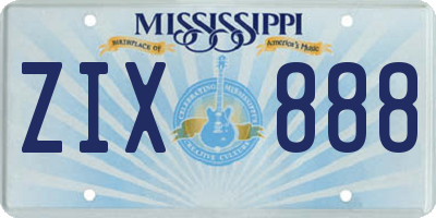 MS license plate ZIX888