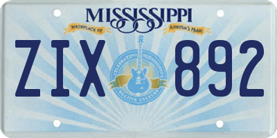 MS license plate ZIX892