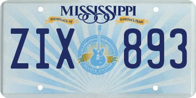 MS license plate ZIX893