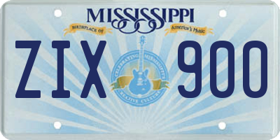 MS license plate ZIX900