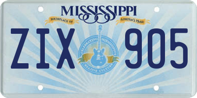 MS license plate ZIX905