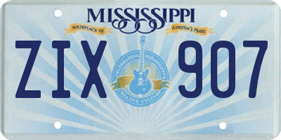 MS license plate ZIX907