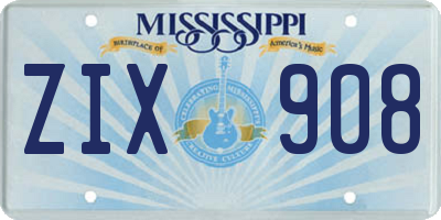 MS license plate ZIX908