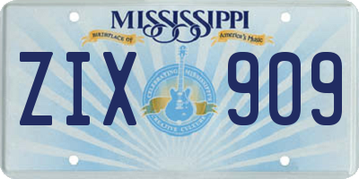 MS license plate ZIX909
