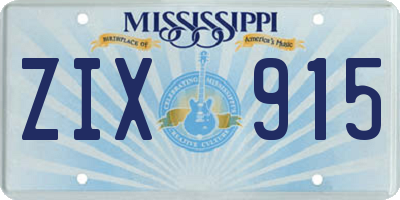 MS license plate ZIX915