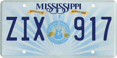 MS license plate ZIX917