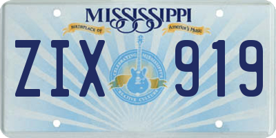 MS license plate ZIX919