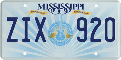 MS license plate ZIX920