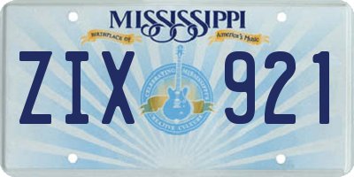MS license plate ZIX921