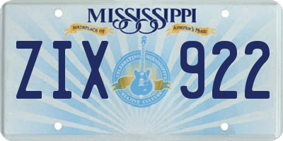 MS license plate ZIX922
