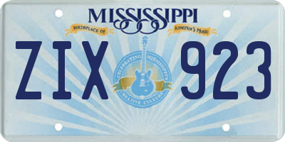 MS license plate ZIX923