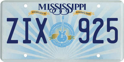 MS license plate ZIX925