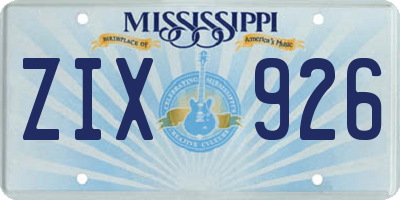 MS license plate ZIX926
