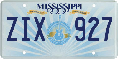 MS license plate ZIX927