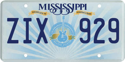 MS license plate ZIX929