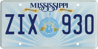 MS license plate ZIX930