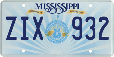 MS license plate ZIX932