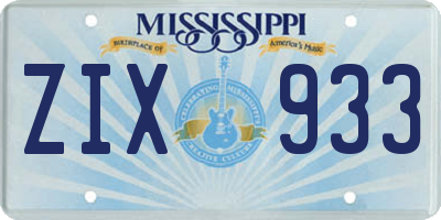 MS license plate ZIX933