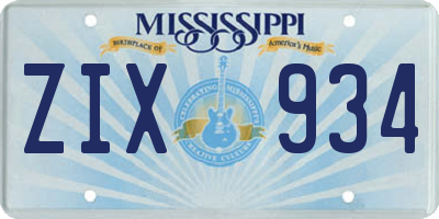 MS license plate ZIX934