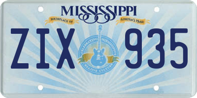 MS license plate ZIX935