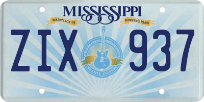 MS license plate ZIX937