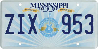MS license plate ZIX953